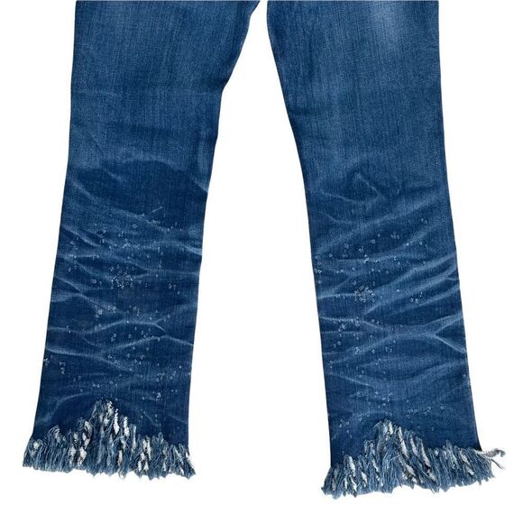 PRPS Biscayne Fringe Hem Short Capri Distressed Indigo Denim Jeans - Picture 8 of 8